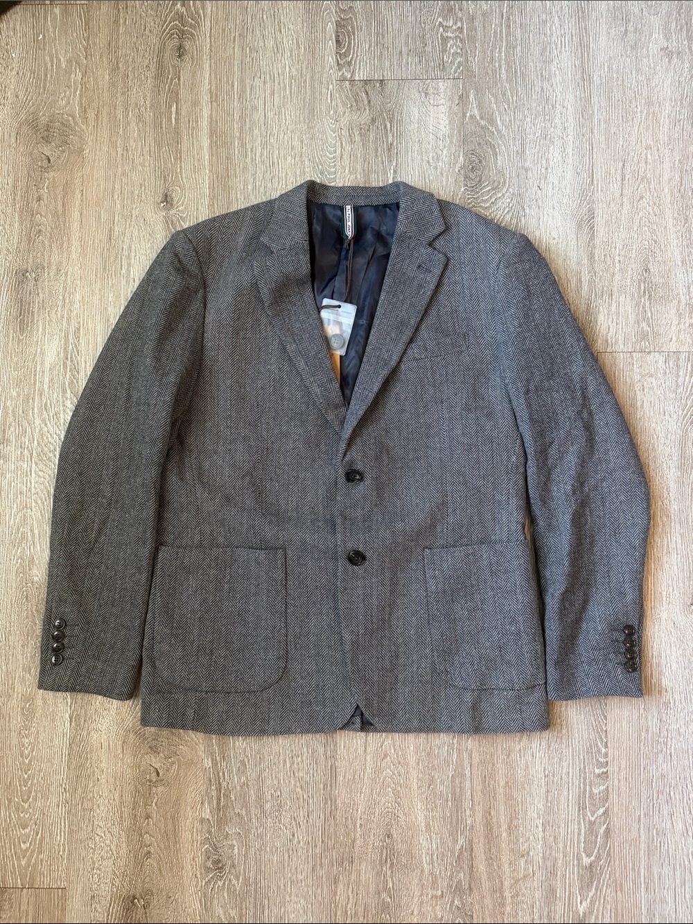 Pj Paul jones Men's Gray Herringbone Two-Button Sport Coat Blazer wool blend